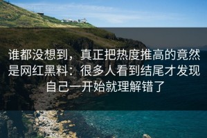 谁都没想到，真正把热度推高的竟然是网红黑料：很多人看到结尾才发现自己一开始就理解错了