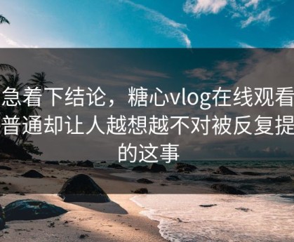 别急着下结论，糖心vlog在线观看看着普通却让人越想越不对被反复提起的这事