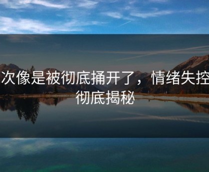 这次像是被彻底捅开了，情绪失控的彻底揭秘