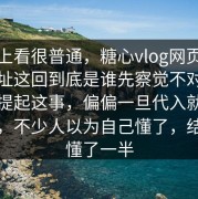 表面上看很普通，糖心vlog网页版最新地址这回到底是谁先察觉不对劲被反复提起这事，偏偏一旦代入就很难抽离，不少人以为自己懂了，结果只懂了一半