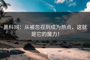 黑料网：从被忽视到成为热点，这就是它的魔力！