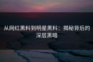 从网红黑料到明星黑料：揭秘背后的深层黑暗