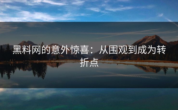 黑料网的意外惊喜：从围观到成为转折点
