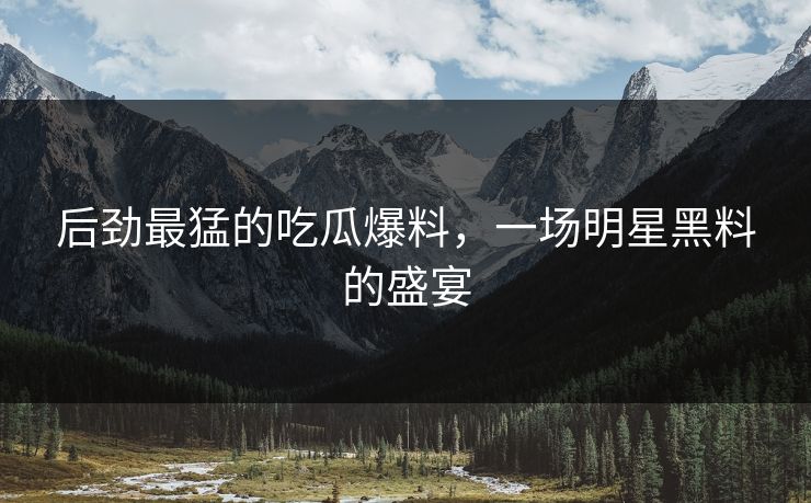 后劲最猛的吃瓜爆料，一场明星黑料的盛宴