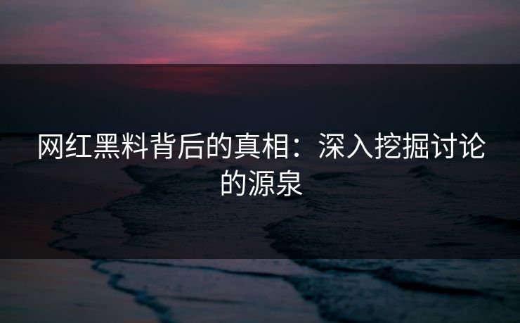 网红黑料背后的真相：深入挖掘讨论的源泉