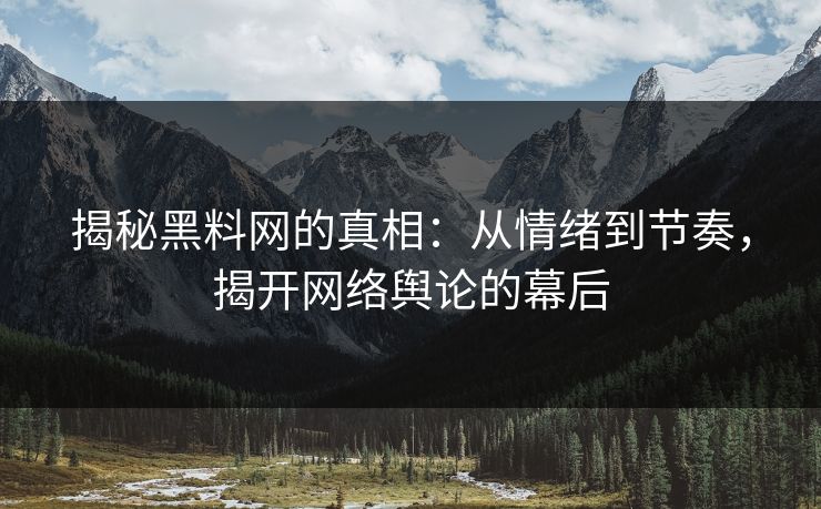 揭秘黑料网的真相：从情绪到节奏，揭开网络舆论的幕后