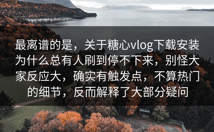 最离谱的是，关于糖心vlog下载安装为什么总有人刷到停不下来，别怪大家反应大，确实有触发点，不算热门的细节，反而解释了大部分疑问