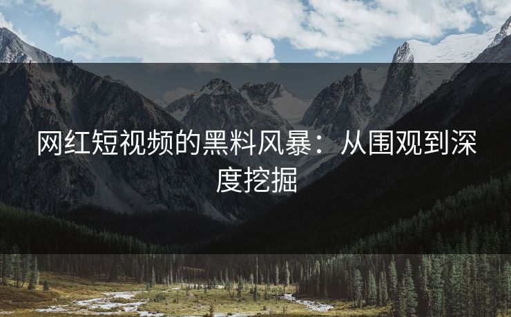 网红短视频的黑料风暴：从围观到深度挖掘