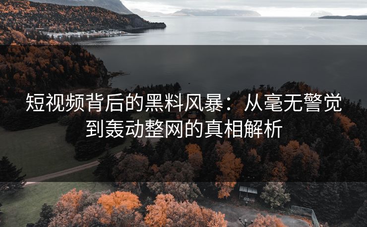 短视频背后的黑料风暴:从毫无警觉到轰动整网的真相解析 短视频背后的黑料风暴:从毫无警觉到轰动整网的真相解析