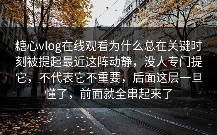 糖心vlog在线观看为什么总在关键时刻被提起最近这阵动静，没人专门提它，不代表它不重要，后面这层一旦懂了，前面就全串起来了
