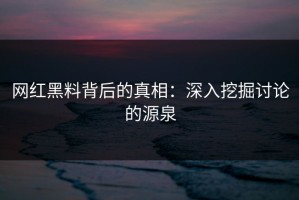 网红黑料背后的真相：深入挖掘讨论的源泉