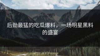 后劲最猛的吃瓜爆料，一场明星黑料的盛宴