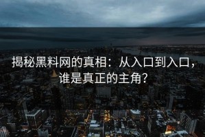 揭秘黑料网的真相：从入口到入口，谁是真正的主角？