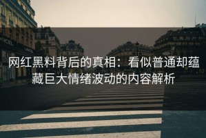 网红黑料背后的真相：看似普通却蕴藏巨大情绪波动的内容解析