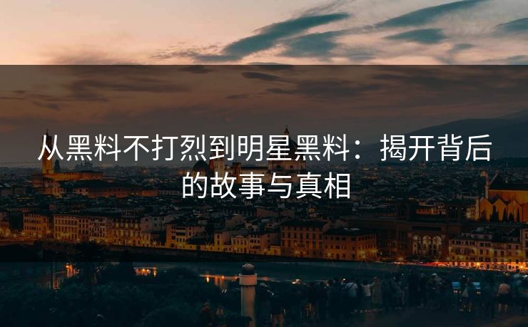 从黑料不打烈到明星黑料:揭开背后的故事与真相 从黑料不打烈到明星黑料:揭开背后的故事与真相