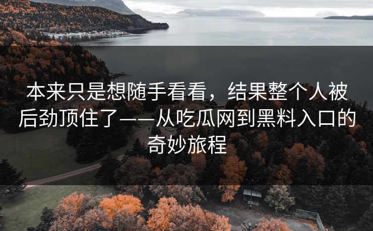 本来只是想随手看看,结果整个人被后劲顶住了——从吃瓜网到黑料入口的奇妙旅程 本来只是想随手看看,结果整个人被后劲顶住了——从吃瓜网到黑料入口的奇妙旅程