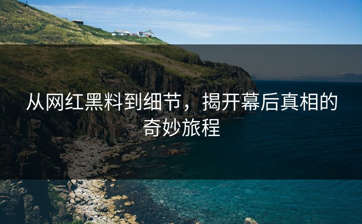 从网红黑料到细节,揭开幕后真相的奇妙旅程 从网红黑料到细节,揭开幕后真相的奇妙旅程